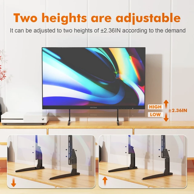 Alt view image 3 of 5 - GRIFEMA Universal TV Stand for 20-80 in, Height Adjustable, Easy Install