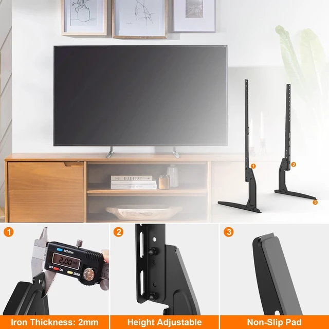 Alt view image 5 of 5 - GRIFEMA Universal TV Stand for 20-80 in, Height Adjustable, Easy Install
