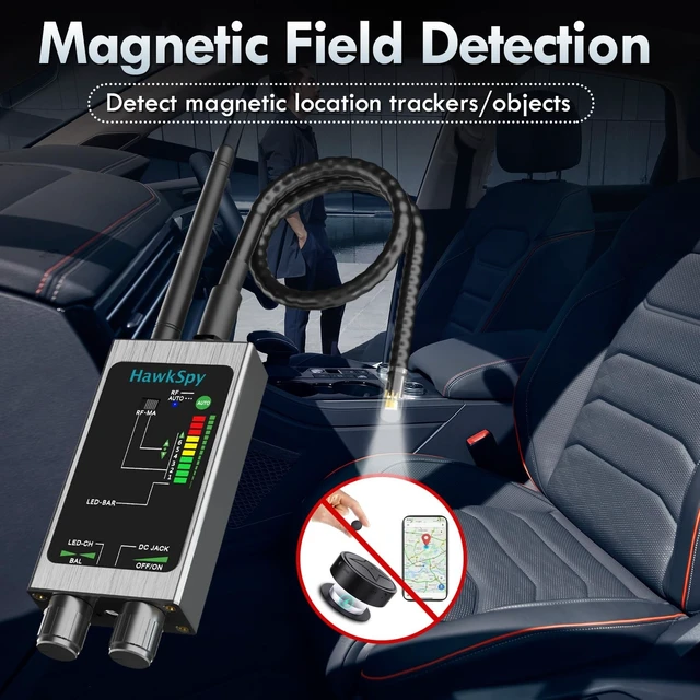 Alt view image 3 of 5 - Hawkspy M8000 Hidden Camera Detectors, Bug Detector & Magnetic Tracker Detector Privacy Protection for Travel, Business, Hotels & Meetings Auto Detection, Portable Spy Camera Finder(Silver)