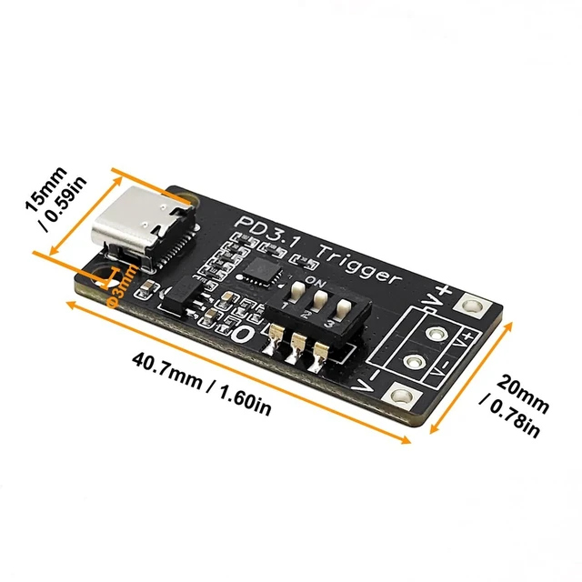 Alt view image 4 of 5 - 4PCS Type-C PD3.0/3.1 QC Trigger Module 5V 9V 12V 15V 20V 28V 5A Adjustable Voltage Fast Charge Power Trigger Board USB-C Female Input
