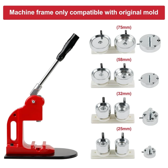 Alt view image 2 of 5 - Happizza Button Maker Machine Frame Compatible with Interchangeable Slide Rail Mold, Only Button Machine Frame