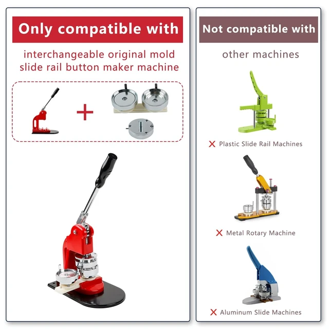 Alt view image 3 of 5 - Happizza Button Maker Machine Frame Compatible with Interchangeable Slide Rail Mold, Only Button Machine Frame