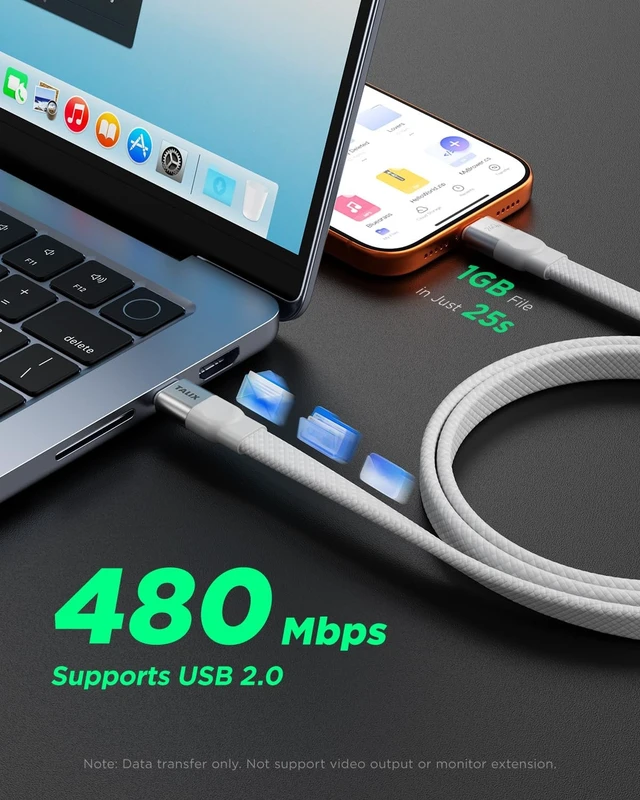 Alt view image 3 of 5 - TALIX USB C to USB C Cable, 240W PD3.2 EPR Fast Charging Cord (5A,10FT)