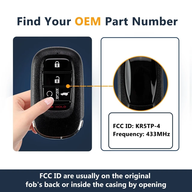 Alt view image 3 of 5 - Compatible with Honda 2023 CR-V HR-V Civic Pilot Proximity Smart Control Keyless Entry Remote Replacement KR5TP-4,By RemoteMatch