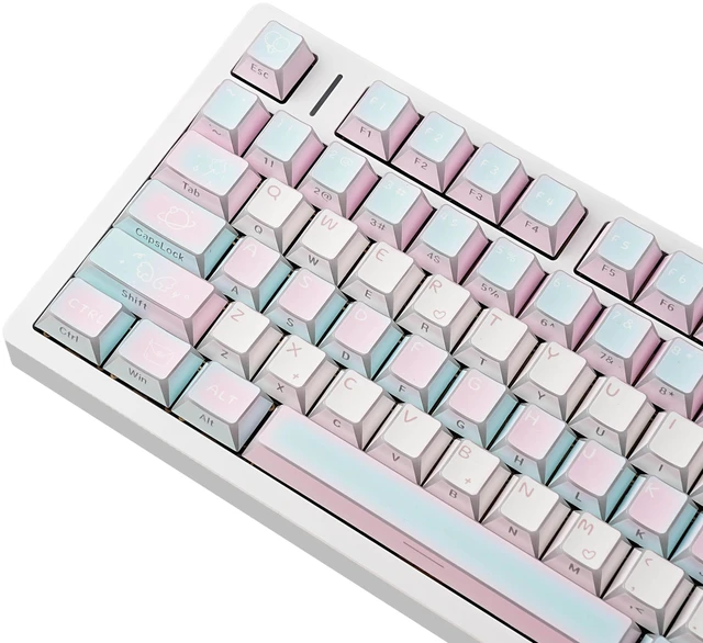 Main image of Marshmallow Prism Shine Through Keycaps, PBT & PC Doubleshot Cherry Profile Keycap Set, 130-Key Side Printed Four-Sided Translucent Keycaps fit for Mechanical Keyboards with MX Switches