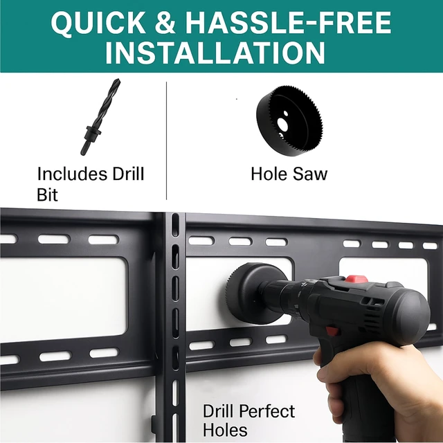 Alt view image 4 of 5 - in-Wall Cable Management kit, Cord Hiding for Wall, Hide TV Wires When Mounting A TV, Includes Power & Low Voltage Cable Management, Includes Hole Saw Drill Attachment for Easy Install