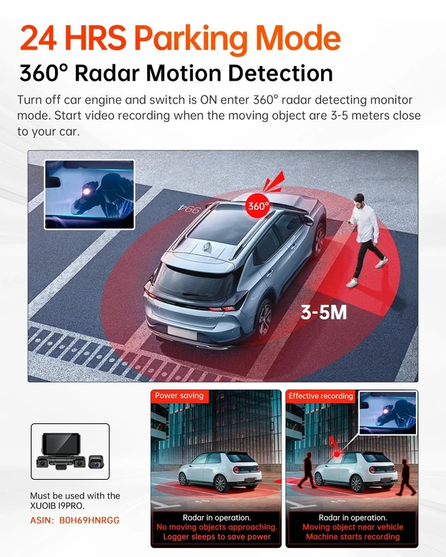 Alt view image 5 of 5 - Hardwire Kit with Radar Detection, Suitable for XUOIB I9PRO Dash Cam