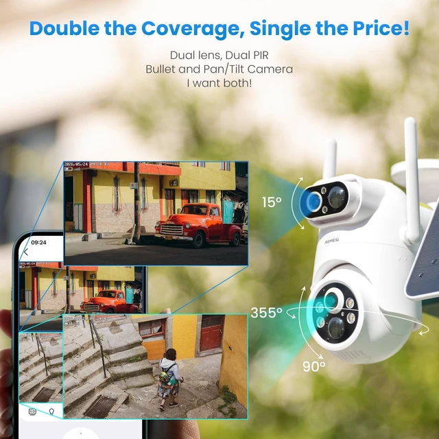 Alt view image 4 of 5 - Eseecloud Dual Lens Solar Security Camera, Wireless Outdoor, 5GHz Wi-Fi