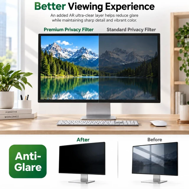 Alt view image 2 of 5 - 24 Inch Privacy Screen for Computer Monitor 16:9 Aspect Ratio Removable