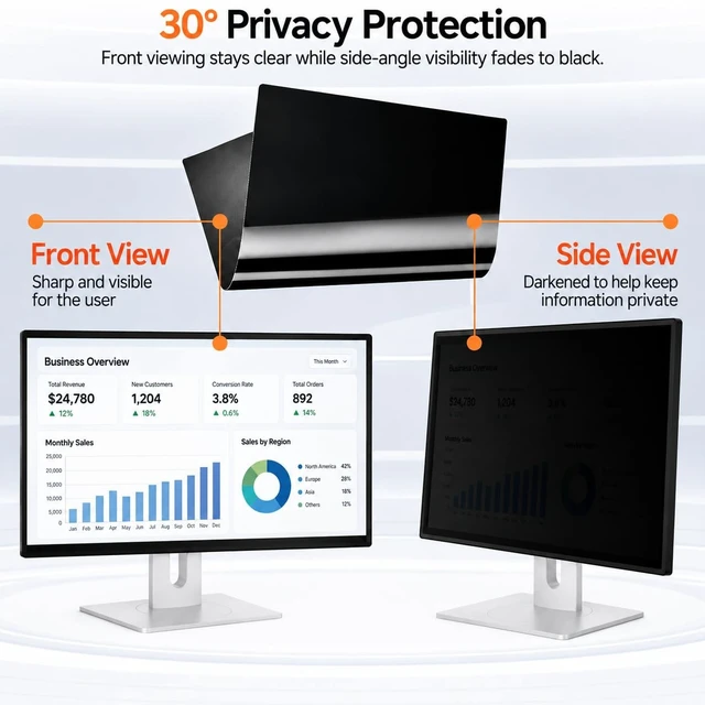 Alt view image 3 of 5 - 24 Inch Privacy Screen for Computer Monitor 16:9 Aspect Ratio Removable