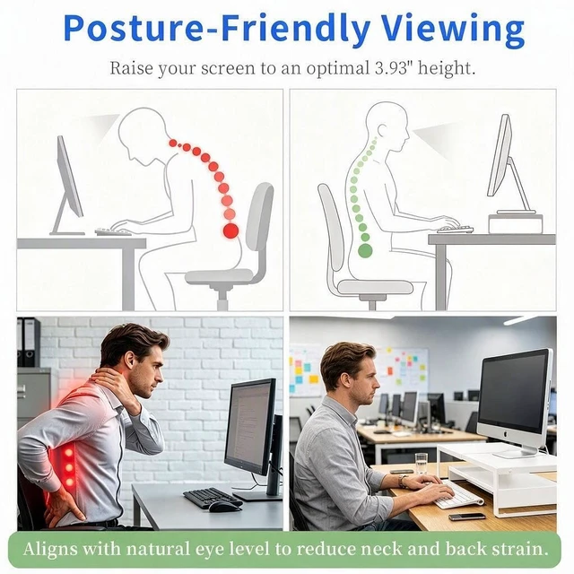 Alt view image 2 of 5 - Adjustable Ergonomic Monitor Stand, Sturdy Metal Computer Riser