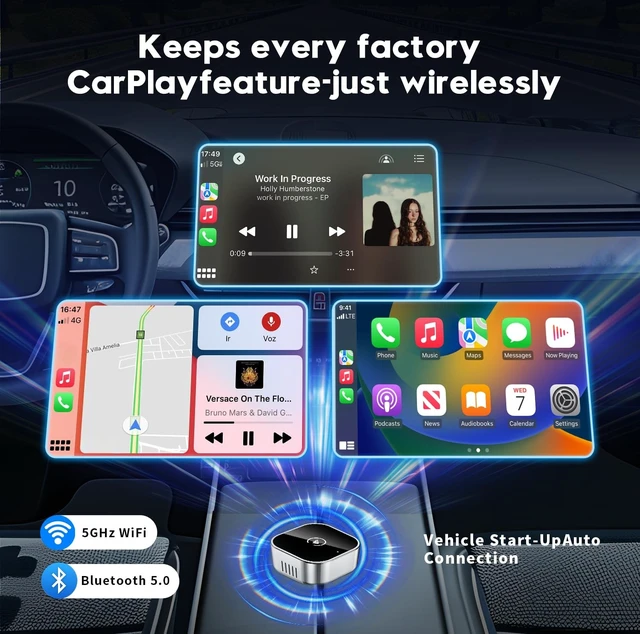 Alt view image 2 of 5 - 2 in 1 Wireless CarPlay and Android Auto Adapter,Convert Wired to Wireless Apple CarPlay Adapter,Easy Setup Plug and Play,Fast, Reliable & Super Easy to Use,CompactSleek Design Supports