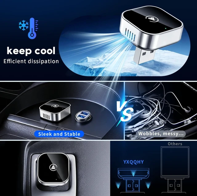 Alt view image 4 of 5 - 2 in 1 Wireless CarPlay and Android Auto Adapter,Convert Wired to Wireless Apple CarPlay Adapter,Easy Setup Plug and Play,Fast, Reliable & Super Easy to Use,CompactSleek Design Supports