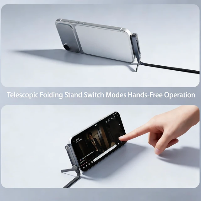 Alt view image 5 of 5 - 240W USB C to USB C Fast Cable with Invisible Phone Stand, 90 Flat Cord