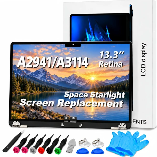 Main image of Lihavqyx A2941 A3114 Screen Replacement A2941 A3114 LCD for 15.3 inches MacBook M2 M3 air 2023 2024 Year 2880x186 Replacement LCD Full Assembly for EMC 8301 8612 9301 Starlight