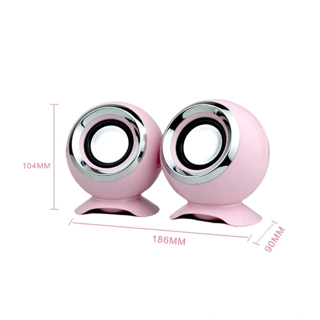 Alt view image 4 of 5 - TYGH USB Speakers, Mini WiredComputer Speaker, Powered Multimedia Stereo Sound 3.5mm Audio Jack for Desktop/Tablet Computer/PC/Laptop/Gaming Notebook (Color : Pink)