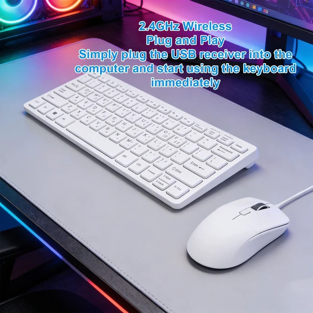 Alt view image 4 of 5 - Erchineko Korean Wireless Keyboard Compact 78 Keys 24GHz Desktop Typing for PC Laptop ABS Black 1 Pack