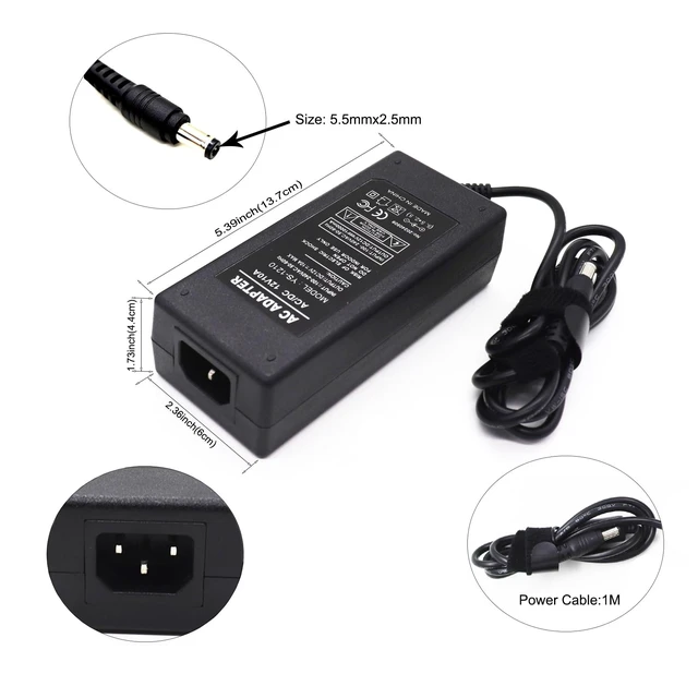 Alt view image 4 of 5 - 12V 10A 120W Power Supply Adapter, AC 100-240V to DC 5.5x2.5mm, High-Power LED Driver Transformer for WS2811 WS2815 5050 2835 LED Pixel Strip Lights, CCTV Cameras (12V 10A 120W)