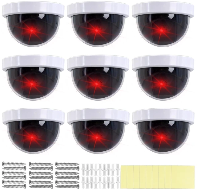 Main image of ENIPEDITA 9 Pack Dummy Fake Camera CCTV Dome Fake Security, Wireless Surveillance Dummy CCTV, Flashing Red LED Light, with Screws Tape, White Decoy Camera, for Indoor Outdoor Home Business Prem