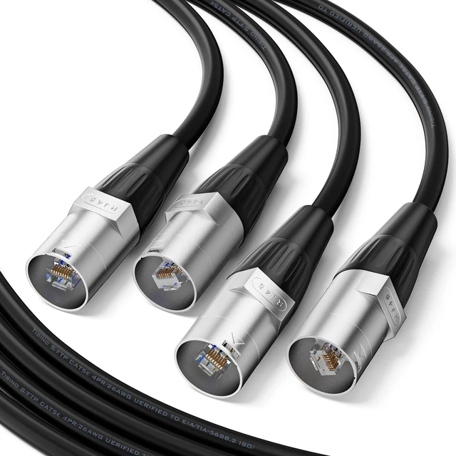 Main image of Tisino Shielded RJ45 CAT5e Stage Ethernet Connector Cable, 2 Pack/3.3 FT