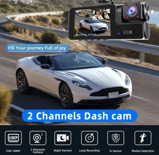 Alt view image 2 of 5 - Dash Camera Front and Rear Camera 1080P, Night Vision, G Sensor, Loop Recording, Motion Detection