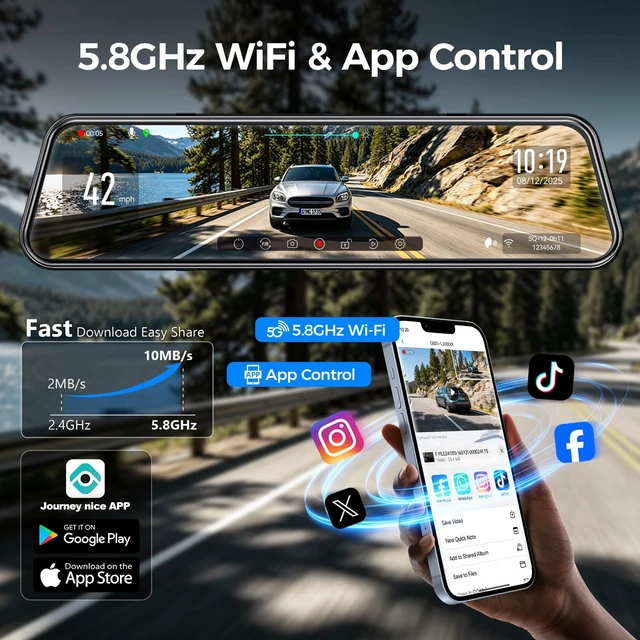 Alt view image 5 of 5 - 12" 4K Mirror Dash Cam with STARVIS IMX678 & GPS