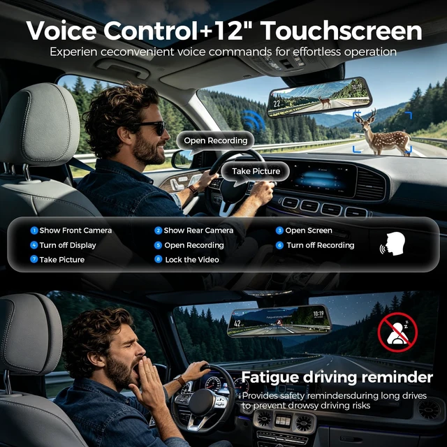 Alt view image 4 of 5 - 12" 4K Mirror Dash Cam with STARVIS IMX678 & GPS