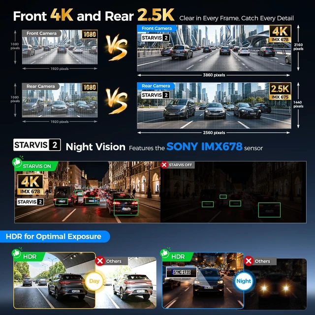 Alt view image 3 of 5 - 12" 4K Mirror Dash Cam with STARVIS IMX678 & GPS