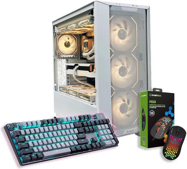 Main image of NextGen Gaming PC The Solar Warden Special White i9-13900KF 5.8GHz, NVIDIA RTX 4070 TI 12GB, 1TB NVME SSD, 32GB RGB DDR5, 850W PSU, 360mm AIO, Wi-Fi 6, Win 11 Home, Gaming Keyboard & Mouse Included