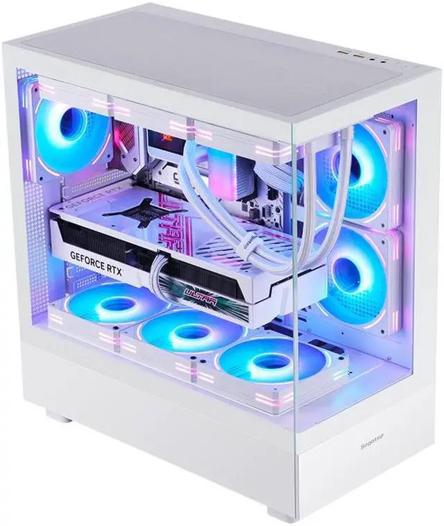 Alt view image 2 of 6 - SEGOTEP Endura Pro+ ATX Case, Gaming PC Case, Panoramic View Tempered Glass Front & Side Panel, Detachable Panels, 360mm Radiator Support, Three ARGB PWM Fans Included, White