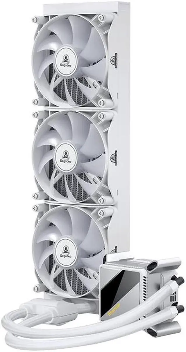 Alt view image 3 of 6 - SEGOTEP KL-360 Desktop AIO Liquid CPU Cooler - TDP 320W - 360mm Radiator - 3x120 ARGB Fans with 70mm Built-in PWM Pump Head Fan - Separate Water Pump - Support LGA 1700/1200 & AM5/AM4 - White Color