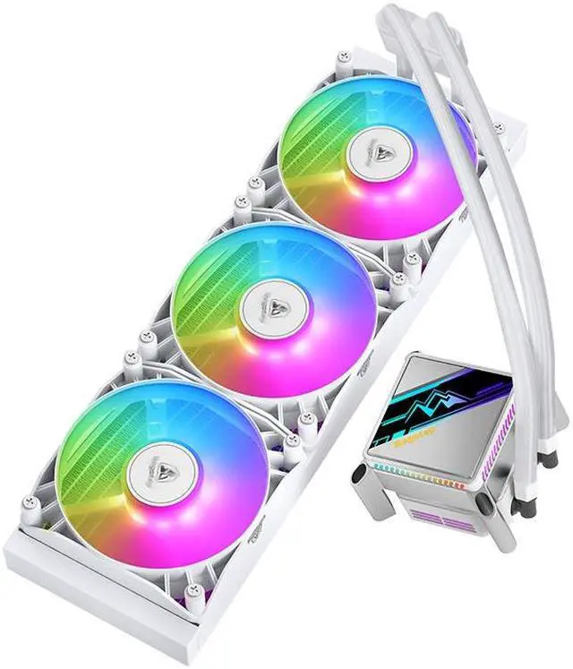 Alt view image 4 of 6 - SEGOTEP KL-360 Desktop AIO Liquid CPU Cooler - TDP 320W - 360mm Radiator - 3x120 ARGB Fans with 70mm Built-in PWM Pump Head Fan - Separate Water Pump - Support LGA 1700/1200 & AM5/AM4 - White Color