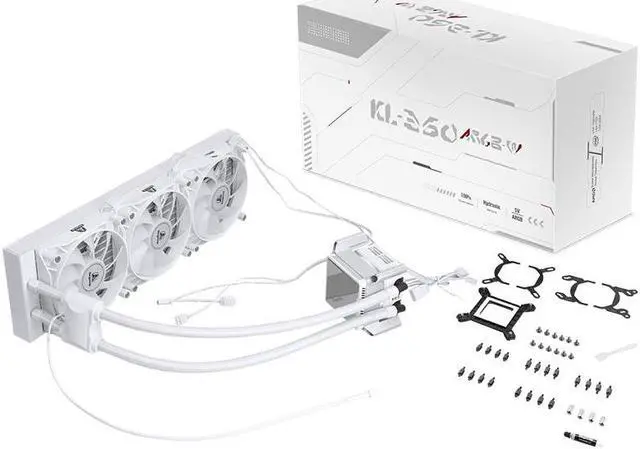 Alt view image 5 of 6 - SEGOTEP KL-360 Desktop AIO Liquid CPU Cooler - TDP 320W - 360mm Radiator - 3x120 ARGB Fans with 70mm Built-in PWM Pump Head Fan - Separate Water Pump - Support LGA 1700/1200 & AM5/AM4 - White Color