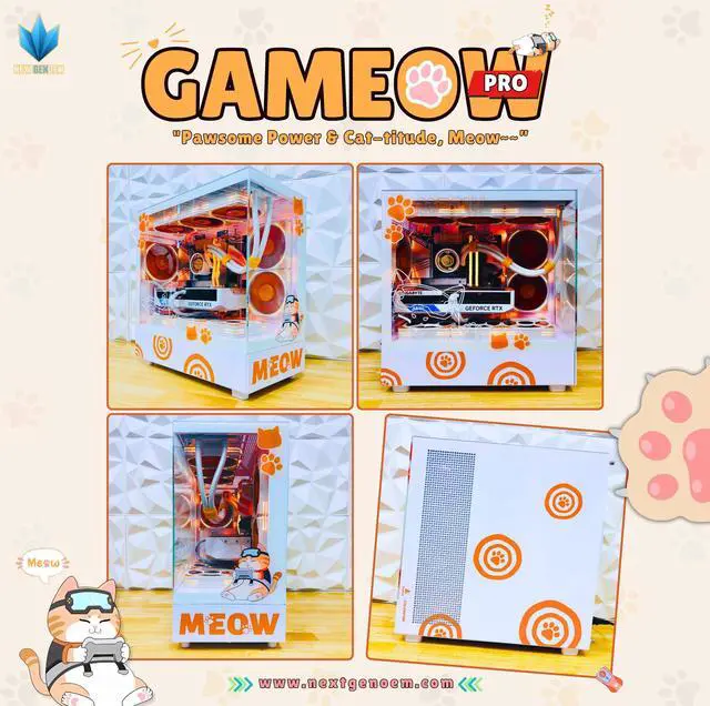 Alt view image 7 of 7 - NextGenOEM Gaming PC Desktop The GAMEOW Pro i5-13400KF 5.4GHz, RTX 4060 12GB, 1TB NVME SSD, 32GB RGB DDR5, 750W PSU, 360mm AIO, Wi-Fi 6, Windows 11 Home Intel Core i5-13400F GeForce RTX 4060