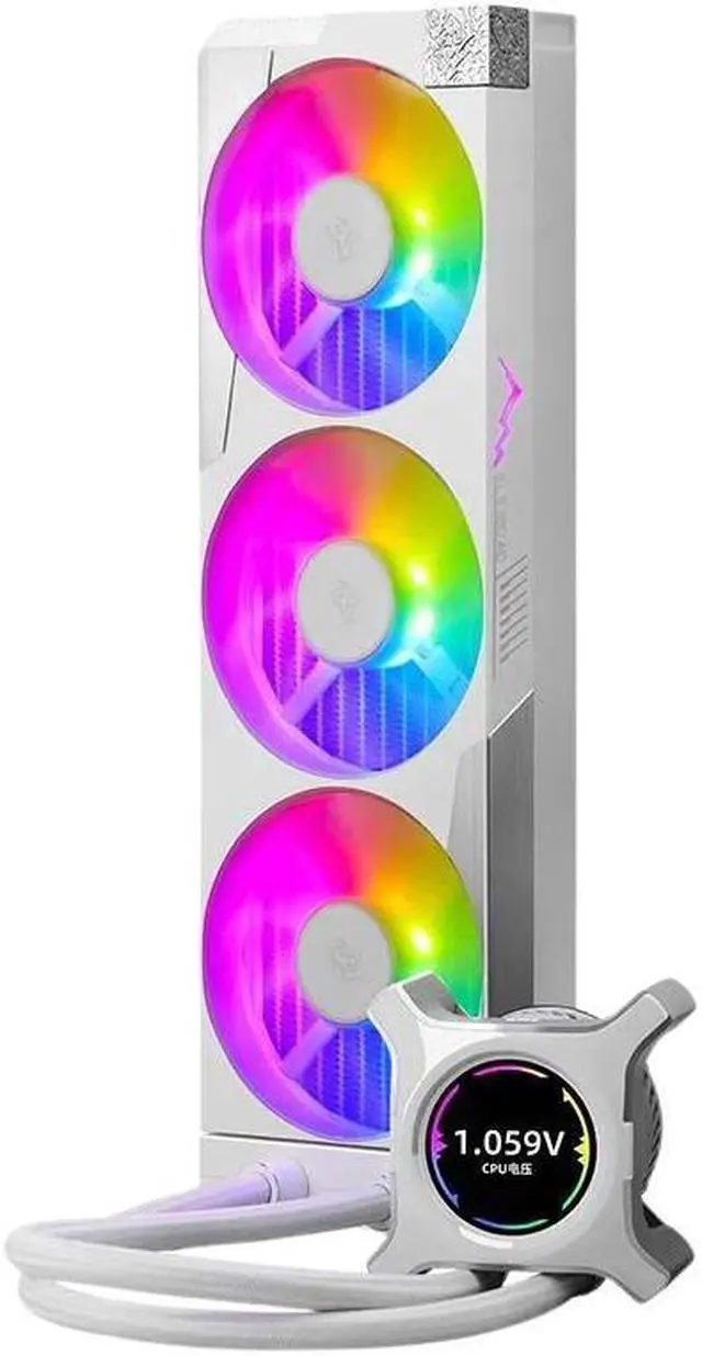 Alt view image 2 of 5 - SEGOTEP KL-360 II Desktop AIO Liquid CPU Cooler - TDP 320W - 360mm Radiator - 3x120 ARGB Fans with 70mm Built-in PWM Pump Head Fan - LCD Screen - Support LGA 1700/1200 & AM5/AM4 - White-Color