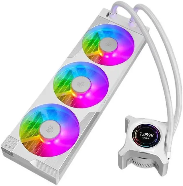 Alt view image 3 of 5 - SEGOTEP KL-360 II Desktop AIO Liquid CPU Cooler - TDP 320W - 360mm Radiator - 3x120 ARGB Fans with 70mm Built-in PWM Pump Head Fan - LCD Screen - Support LGA 1700/1200 & AM5/AM4 - White-Color