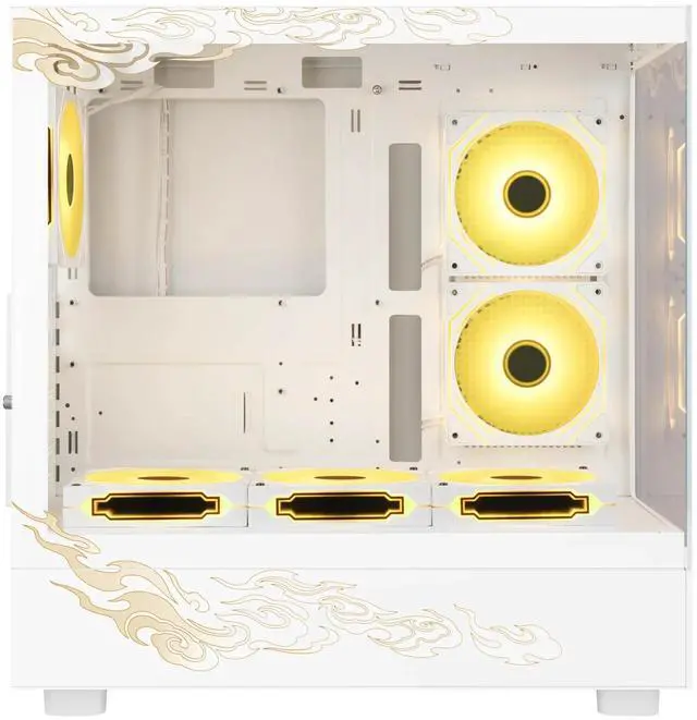 Alt view image 6 of 7 - SEGOTEP Endura Pro- Special Loong Edition- Full View Dual Tempered Glass - Detachable Panels - ATX Gaming Mid Tower Computer Case - 6 PWM Fans Included-Dragon Art Design - White
