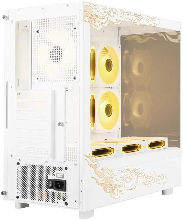 Alt view image 5 of 7 - SEGOTEP Endura Pro- Special Loong Edition- Full View Dual Tempered Glass - Detachable Panels - ATX Gaming Mid Tower Computer Case - 6 PWM Fans Included-Dragon Art Design - White