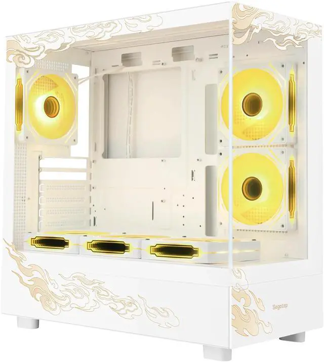 Alt view image 4 of 7 - SEGOTEP Endura Pro- Special Loong Edition- Full View Dual Tempered Glass - Detachable Panels - ATX Gaming Mid Tower Computer Case - 6 PWM Fans Included-Dragon Art Design - White