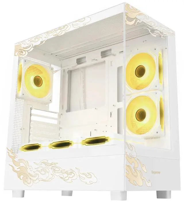 Alt view image 7 of 7 - SEGOTEP Endura Pro- Special Loong Edition- Full View Dual Tempered Glass - Detachable Panels - ATX Gaming Mid Tower Computer Case - 6 PWM Fans Included-Dragon Art Design - White