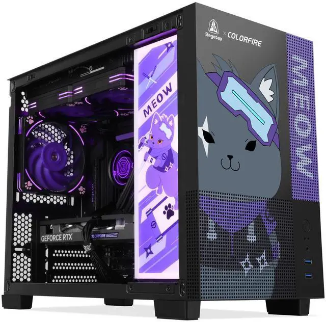 Alt view image 2 of 7 - Segotep Memphis-S Ninja Combo M-ATX Gaming PC Case with Lightning Panel, AIO BeIced II 240 ARGB Liquid Cooler, 3 of Gaming Cooling Fan HQ12 PRO Ninja Edition, All in One Package Combo Ninja Memphis
