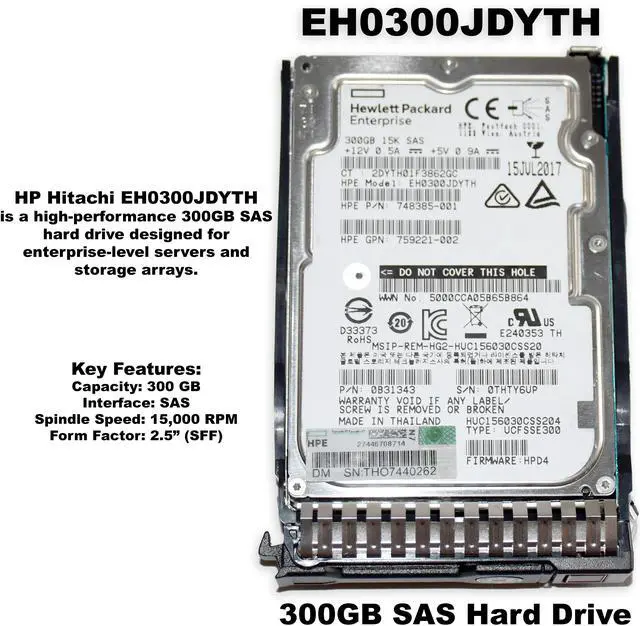 Alt view image 2 of 7 - HP Hitachi EH0300JDYTH 300GB SAS 2.5" HDD with Tray 748385-001 - OEM