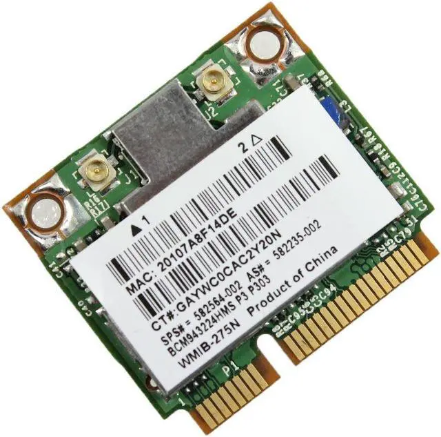 Alt view image 3 of 3 - HP BCM943224HMS Dual Band Wireless Half Mini PCI-e Wifi Card 582236-002