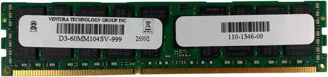 Alt view image 5 of 6 - Lot X 2 Ventura D3-60MM104SV-999 2X8GB PC3-10600 ECC 2Rx4 110-1346-00 RAM Memory