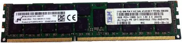 Alt view image 3 of 6 - Micron MT36JSF2G72PZ-1G6E1FF 4x16GB 2Rx4 PC3-12800R Server Memory - Lot of 4