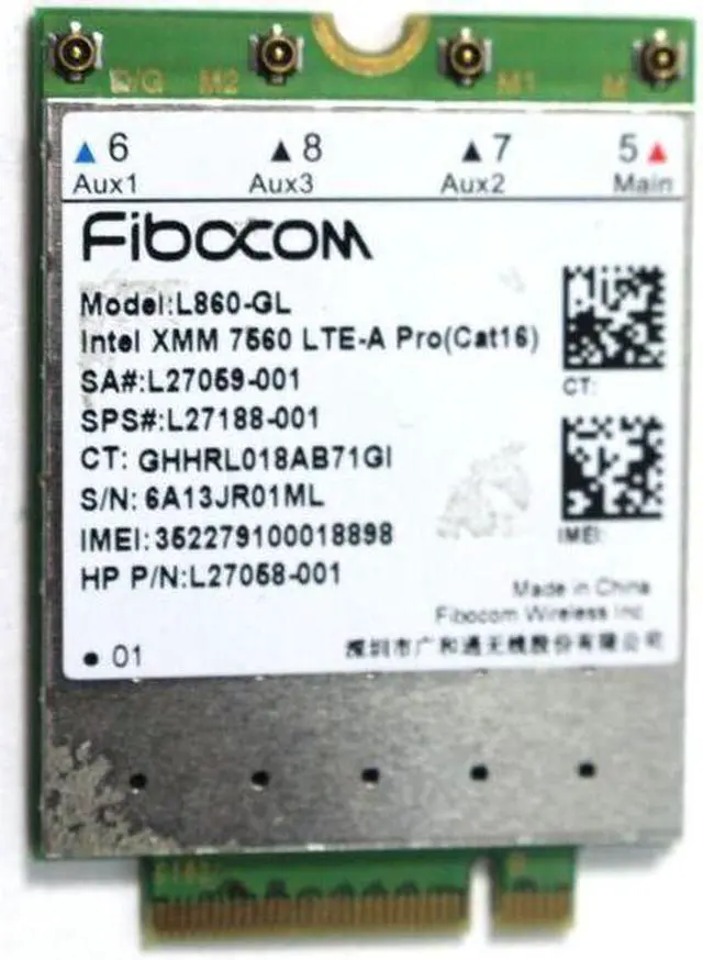 Alt view image 2 of 7 - HP Elitebook X360 830 840 Fibocom L860-GL 4G Module Wlan Card L27058-001 - OEM