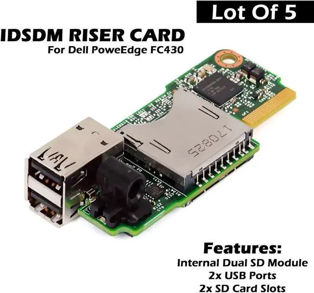 Alt view image 2 of 6 - Lot x 5 Dell PowerEdge FC430 IDSDM Riser Card USB Ports & SD Card Module R7KM0