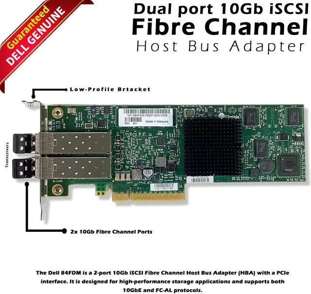 Main image of Dell 84FDM 10Gbps PCIe HBA Network Adapter Card Low 2x 10G-SR 260-0012-00 SFP