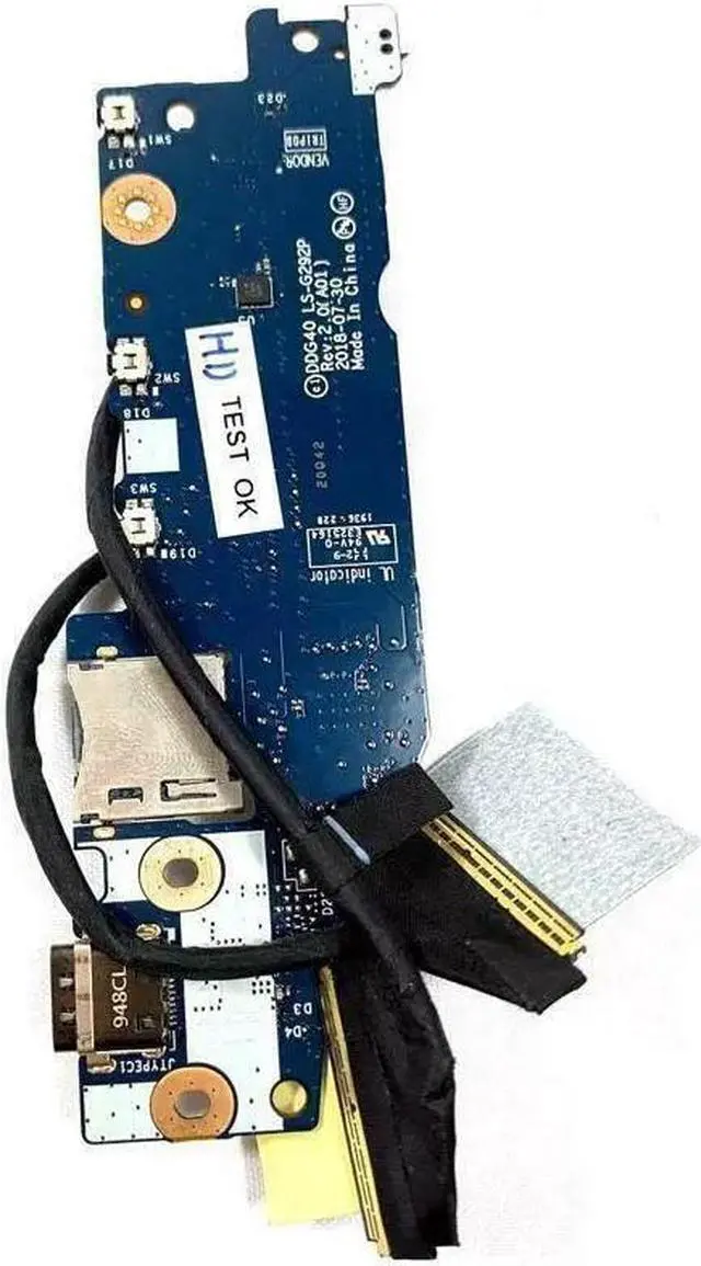 Alt view image 2 of 3 - Dell inspiron chromebook 7486 P94G usb card reader i/o board with cables JW5V1
