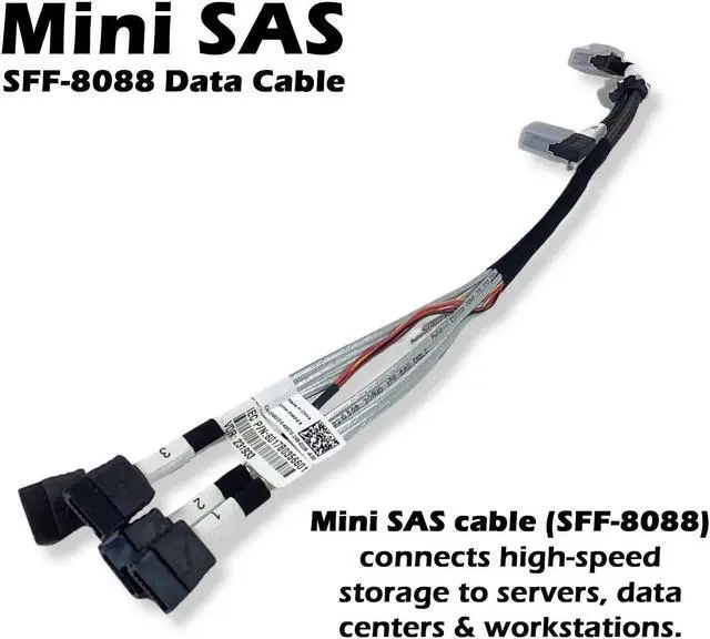 Alt view image 2 of 6 - Dell Internal miniSAS SFF-8087 to (4) 7-Pin SATA Cable 0.5M C6220 X4D23 N92G8